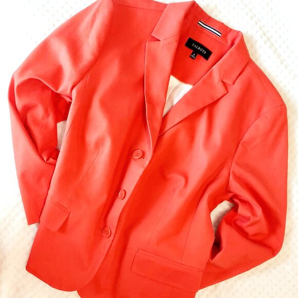 Talbots Red Three Button Lined Blazer (02.-022) - Picture 3 of 9